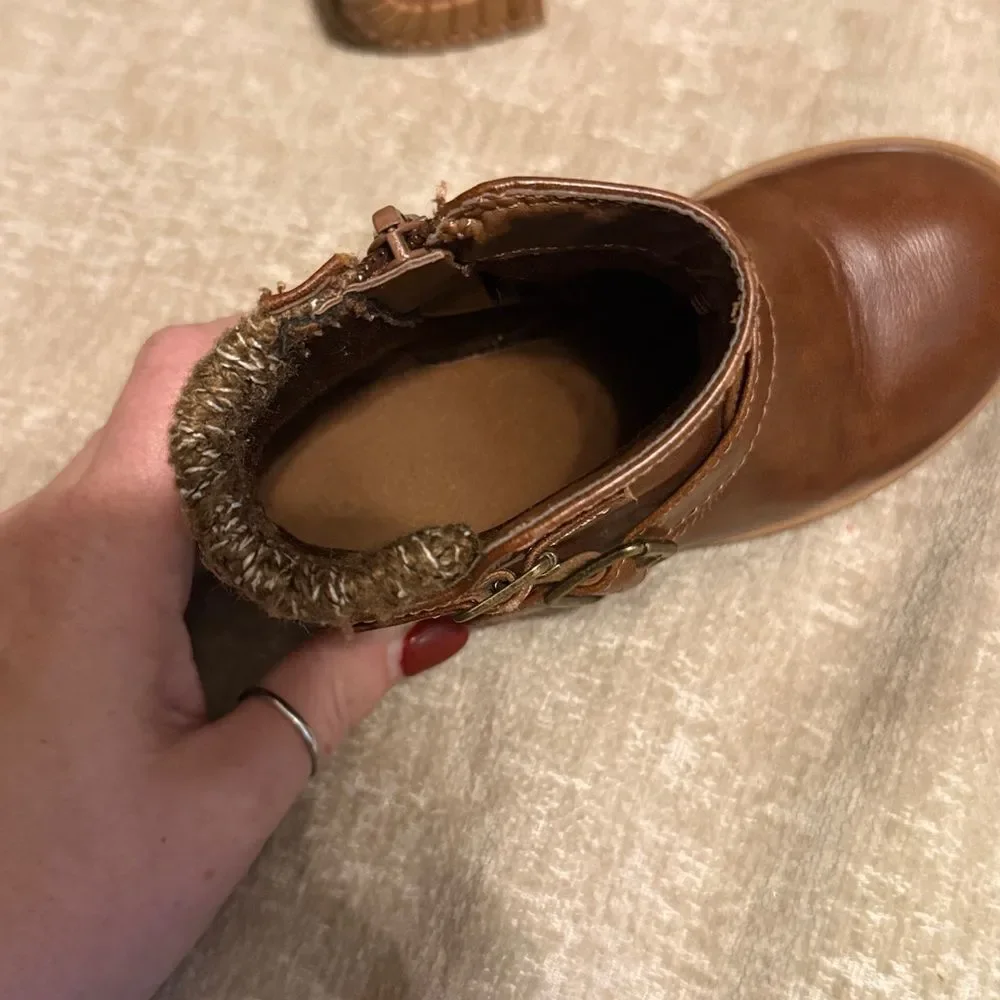 Wonder Nation Brown Kids Boots with Buckle